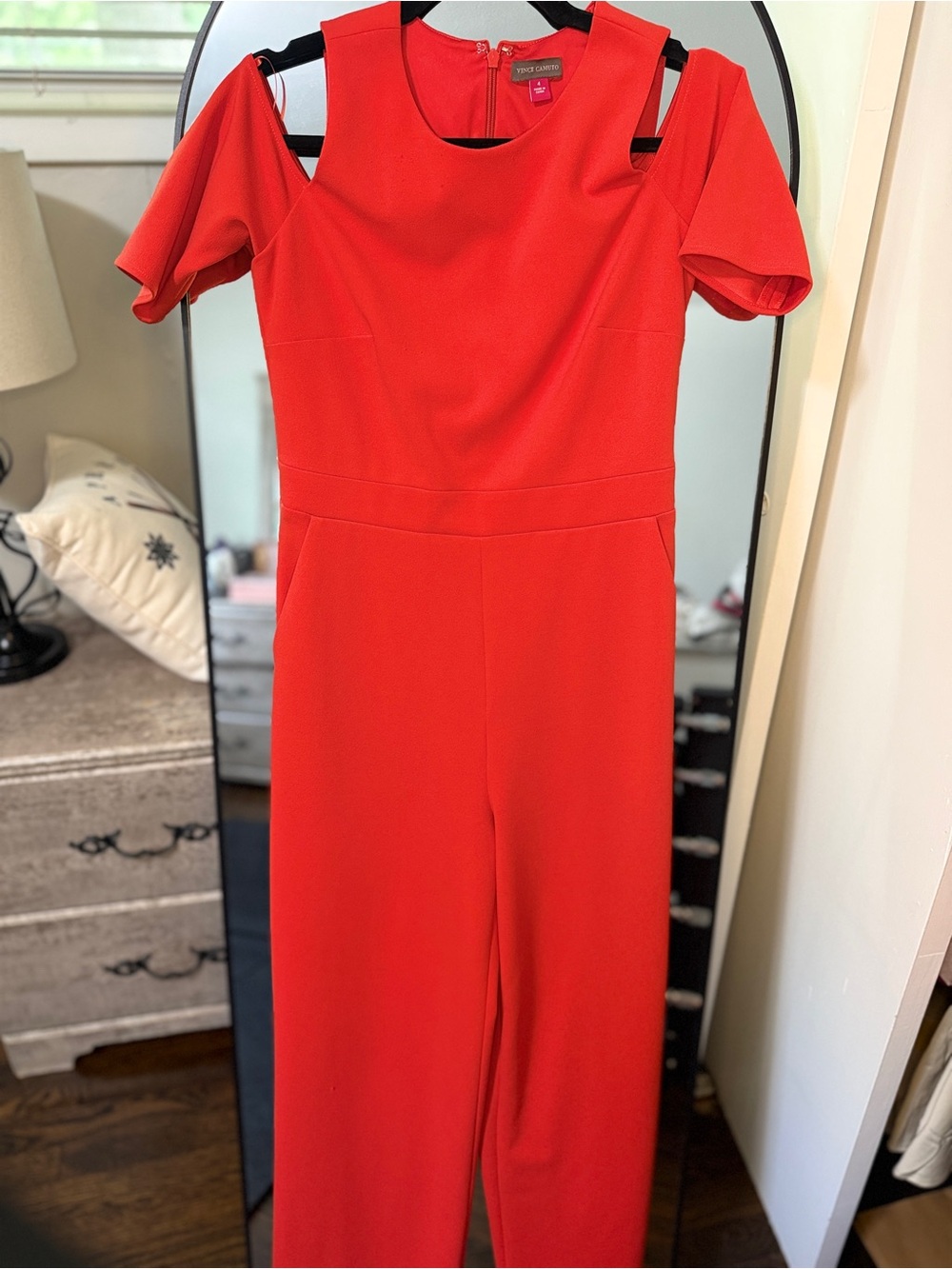 Vince Camuto Red Cold Shoulder Jumpsuit Size 4